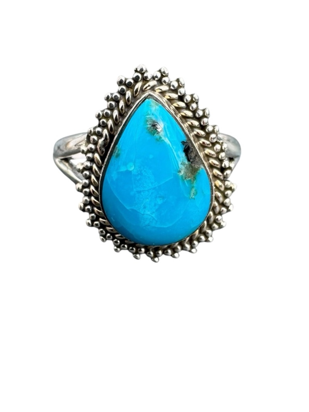 Kingman Turquoise Solid 925 Sterling Silver Ring 7.5